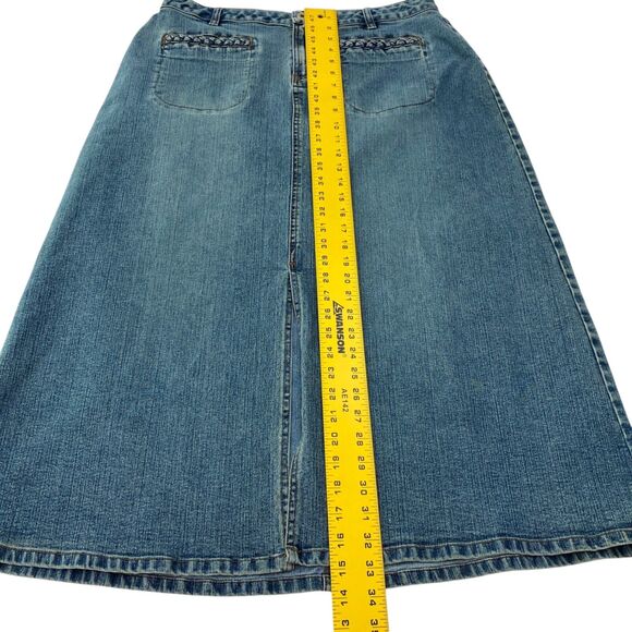 Lee Maxi Jean Skirt Front Slit Blue Denim Cottagecore Modest Prairie Womens 16 - Picture 7 of 8